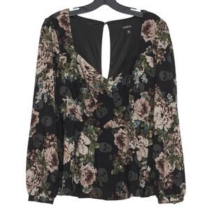 Torrid Top Skull Floral Whimsigoth Witchy Dark Academia Goth Black 00 Medium